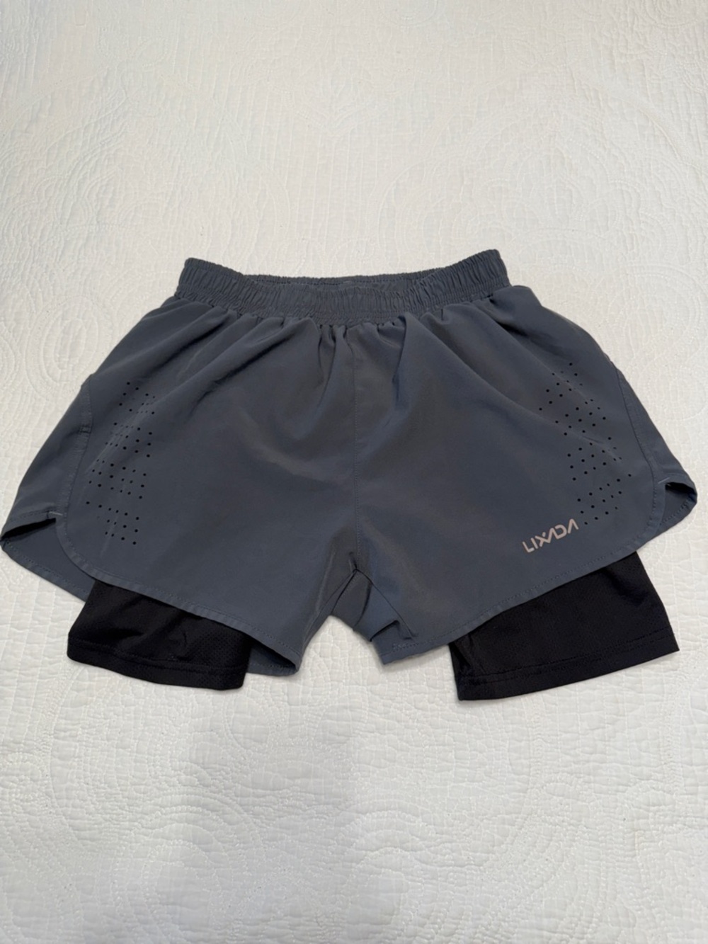 Women's Athletic 2-in-1 Running Shorts — Charcoal/Black